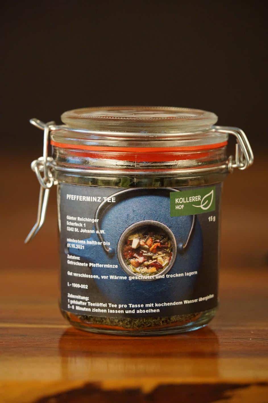 PFEFFERMINZ TEE BIO Tee im Glasl - BIO Tee aus dem Innviertel